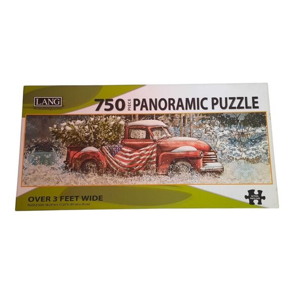 LANG Red Truck Panoramic Puzzle - Picture 1 of 3
